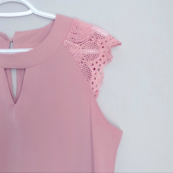 Pink sheer blouse with embroidered sleeves - Picture 3 of 10